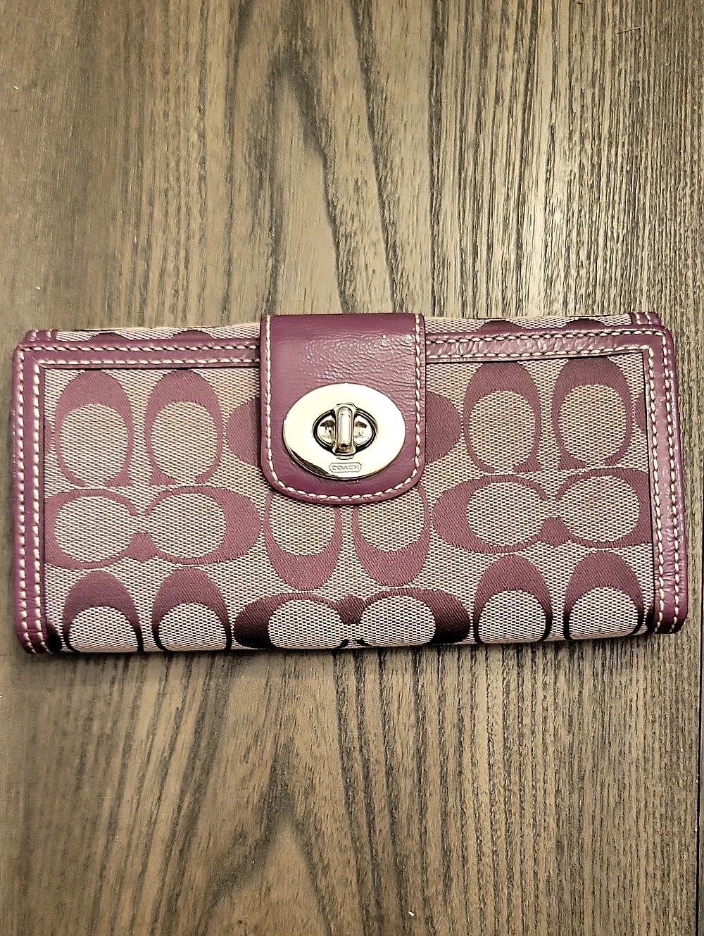 Coach Park Signature Turnlock Slim Envelope Wallet Purple
